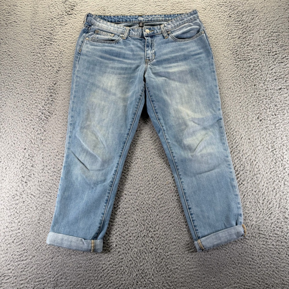 Gap Jeans Womens 8 Blue Cotton Denim Boyfriend Capri Faded Workwear‎ Outdoor